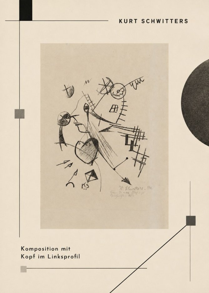 Kurt Schwitters Komposition Mit Kopf Im Linksprofil No2 - Póster