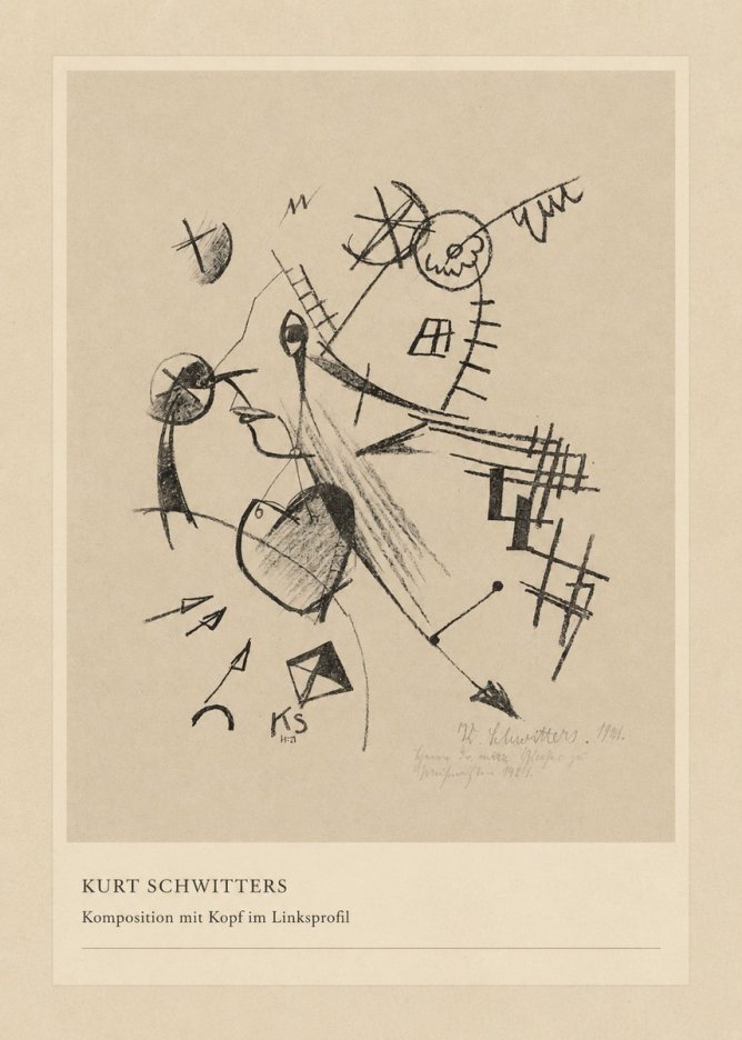 Kurt Schwitters Komposition Mit Kopf Im Linksprofil No4 - Póster