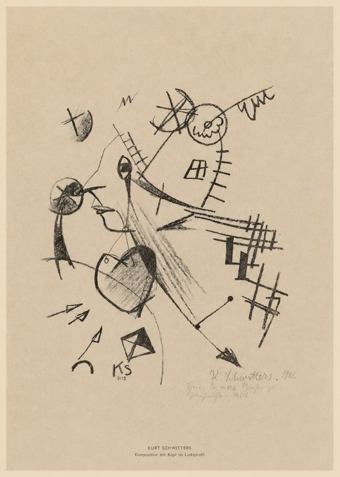 Kurt Schwitters Komposition Mit Kopf Im Linksprofil No5 - Póster