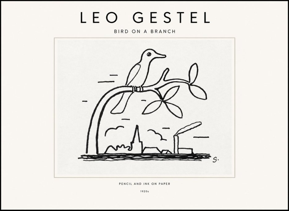 Leo Gestel Bird on a Branch No1 - Póster