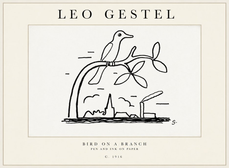 Leo Gestel Bird on a Branch No2 - Póster
