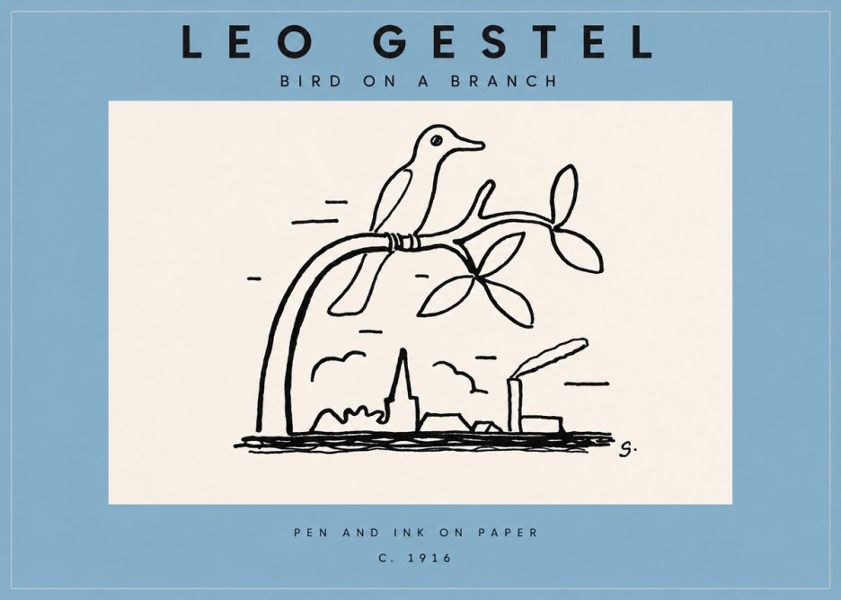 Leo Gestel Bird on a Branch No3 - Póster