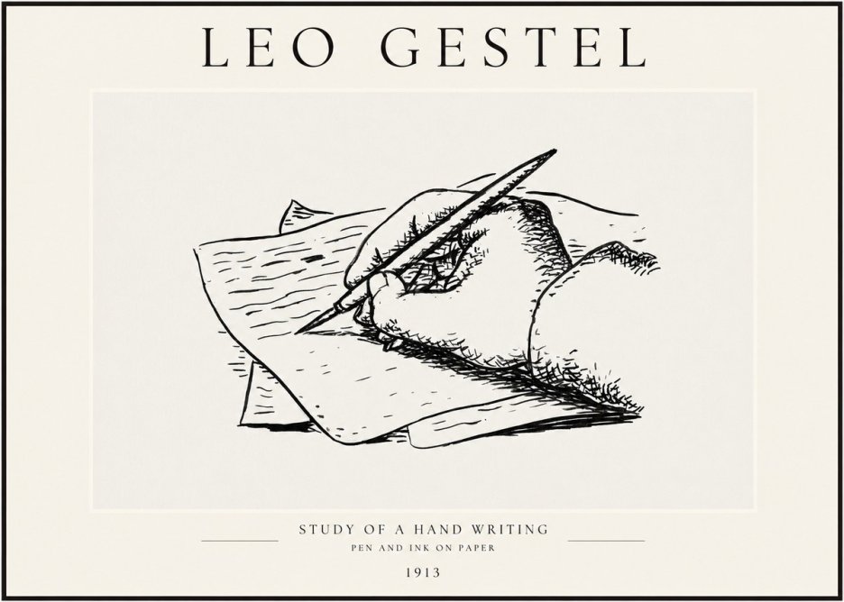 Leo Gestel Study of a Hand Writing No1 - Póster