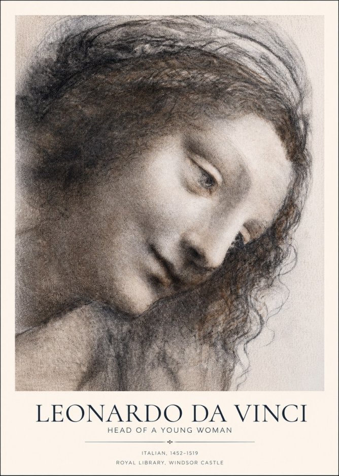 Leonardo da Vinci Head of a Young Woman I No1 - Póster
