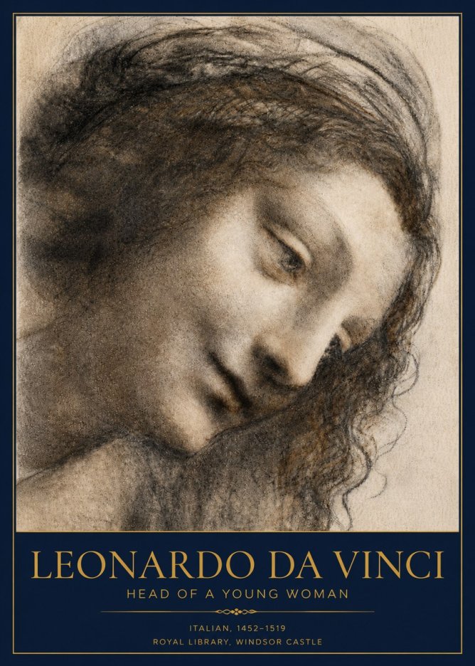 Leonardo da Vinci Head of a Young Woman I No4 - Póster