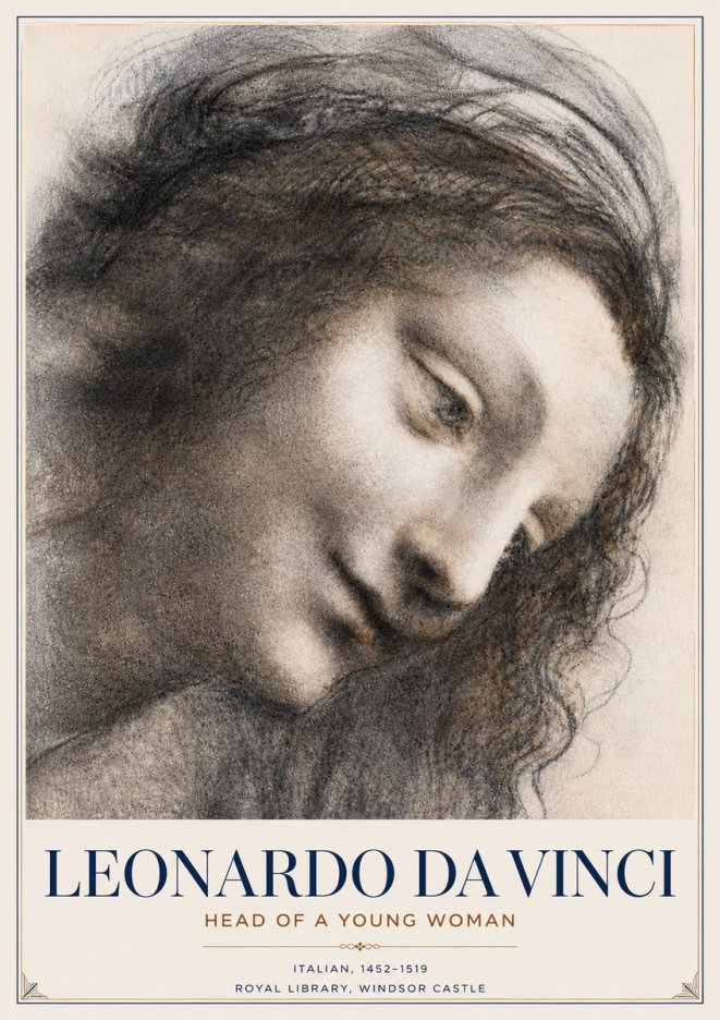 Leonardo da Vinci Head of a Young Woman I No6 - Póster