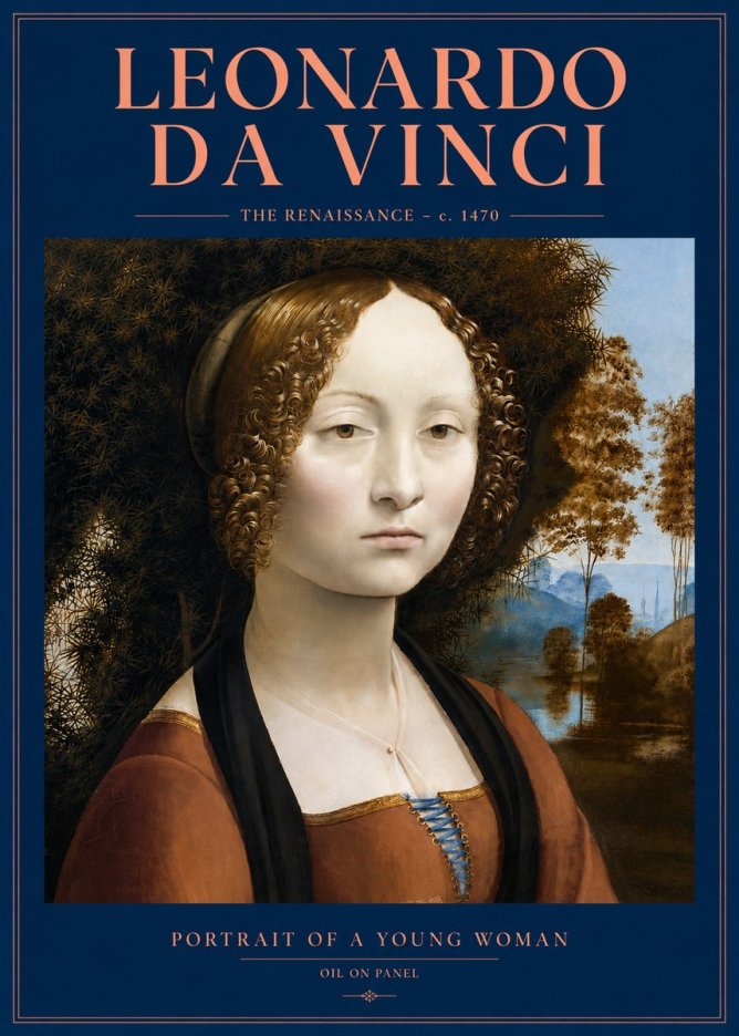 Leonardo da Vinci Portrait of a Young Woman I No3 - Póster