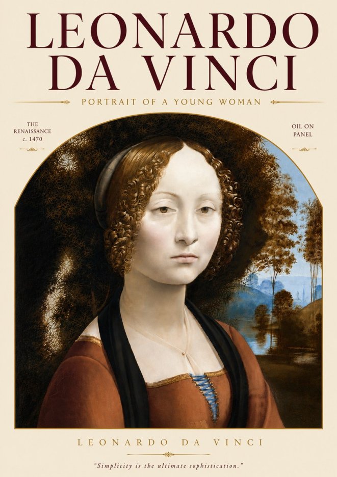Leonardo da Vinci Portrait of a Young Woman I No4 - Póster