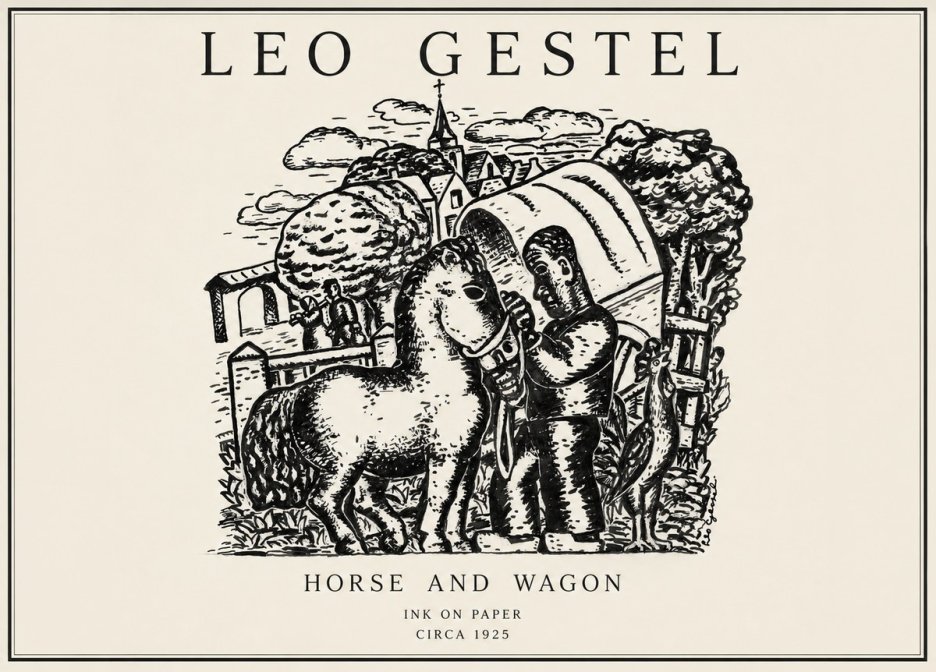 Leo Gestel Horse and Wagon No1 - Póster