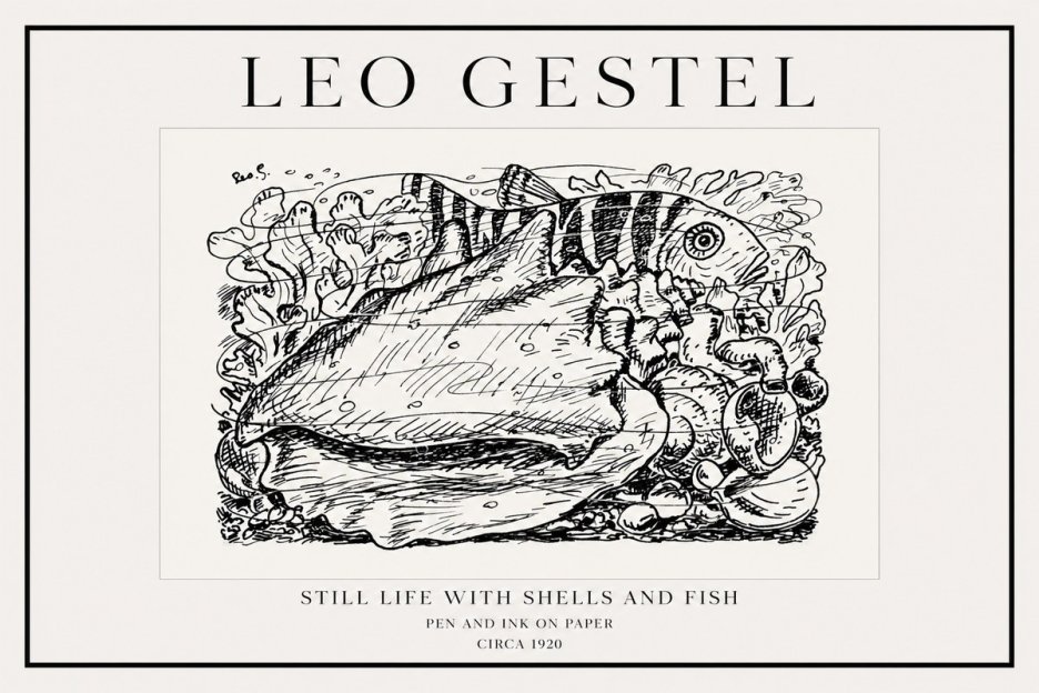 Leo Gestel Still Life with Shells and Fish No1 - Póster