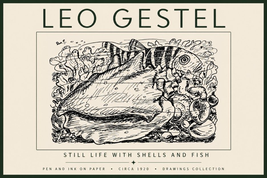 Leo Gestel Still Life with Shells and Fish No5 - Póster