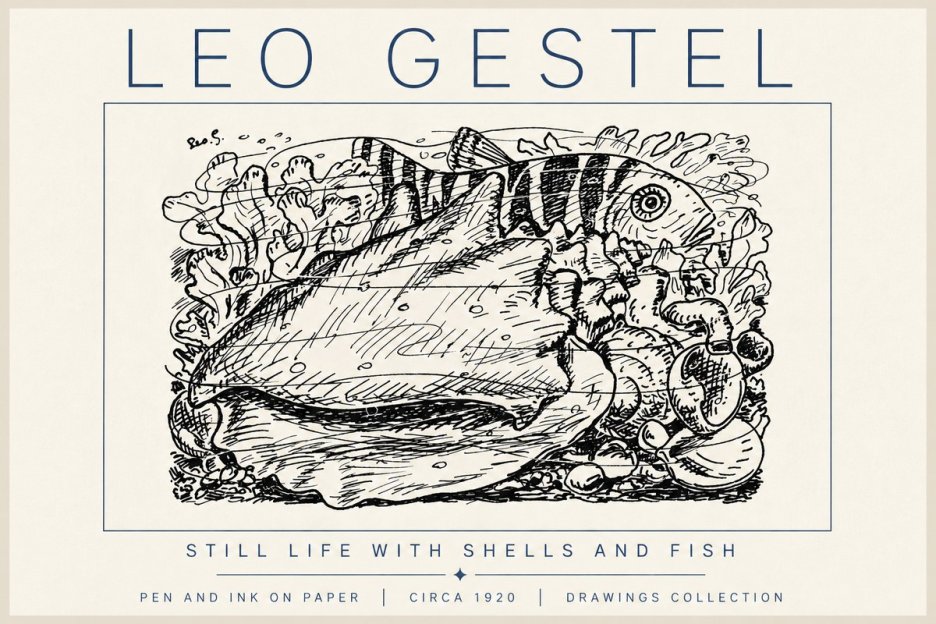 Leo Gestel Still Life with Shells and Fish No6 - Póster