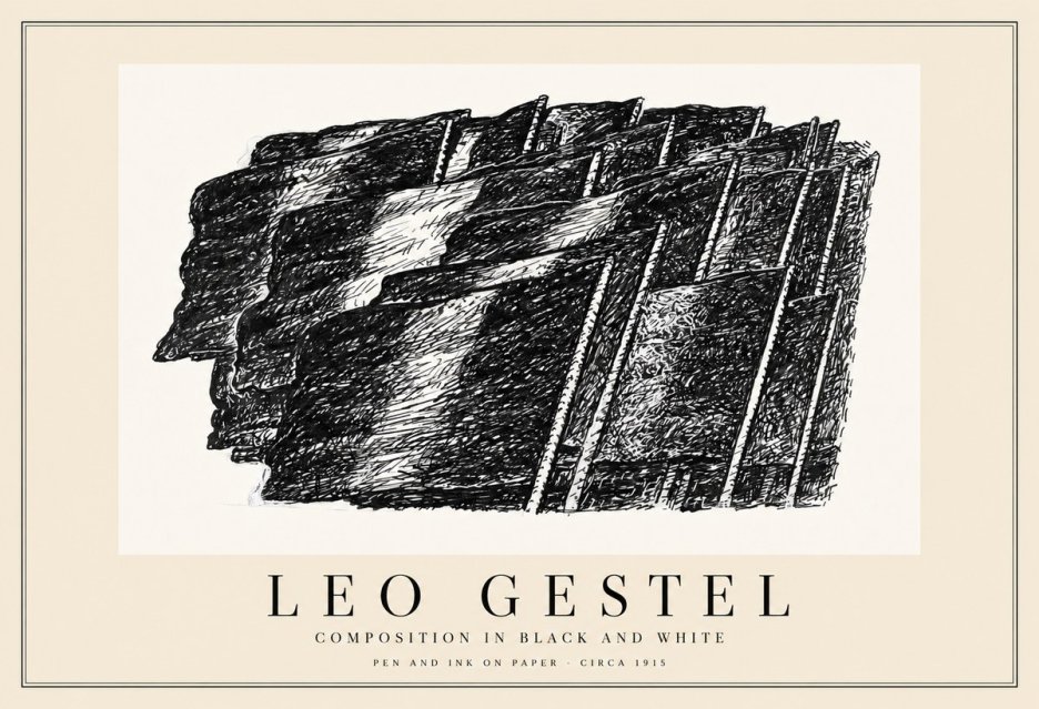 Leo Gestel Composition in Black and White No1 - Póster