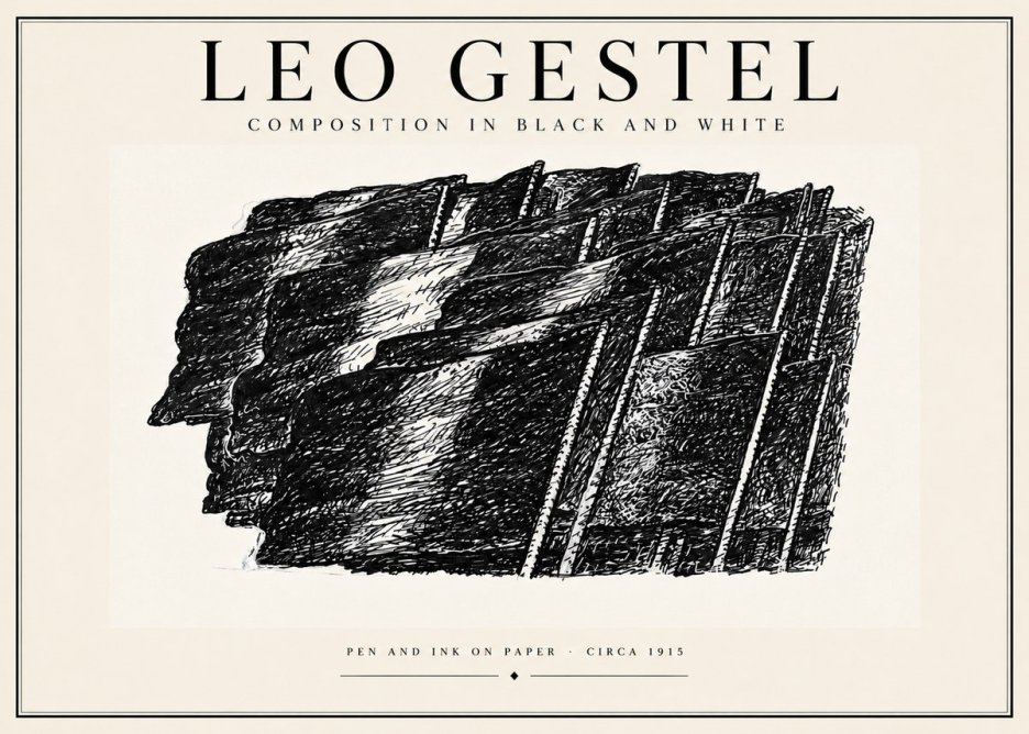 Leo Gestel Composition in Black and White No4 - Póster