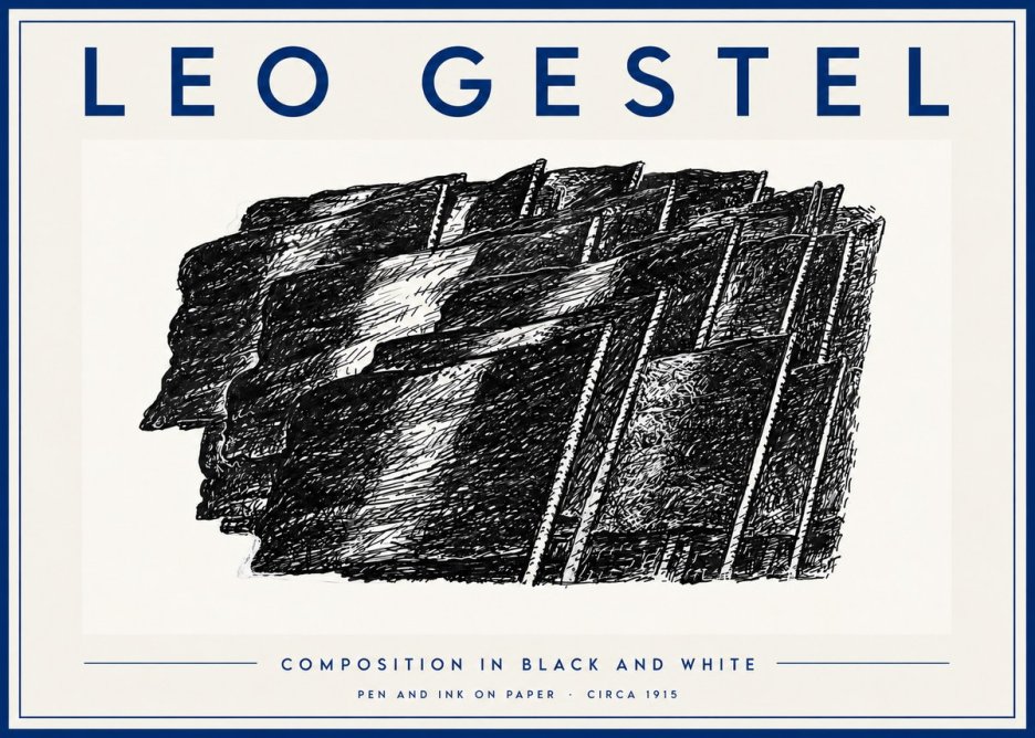 Leo Gestel Composition in Black and White No5 - Póster