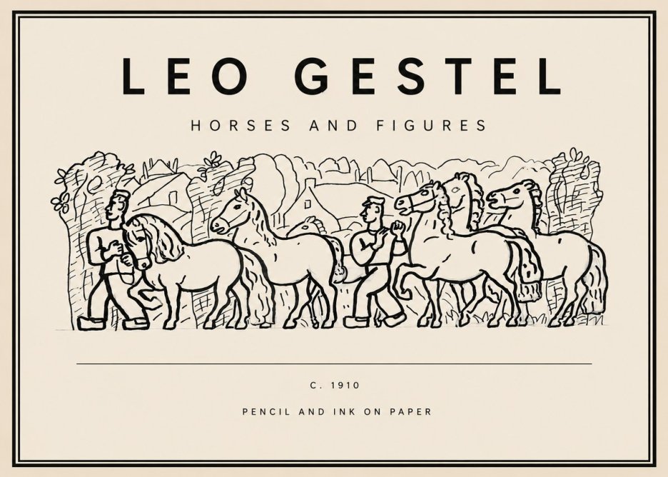 Leo Gestel Horses and Figures No3 - Póster