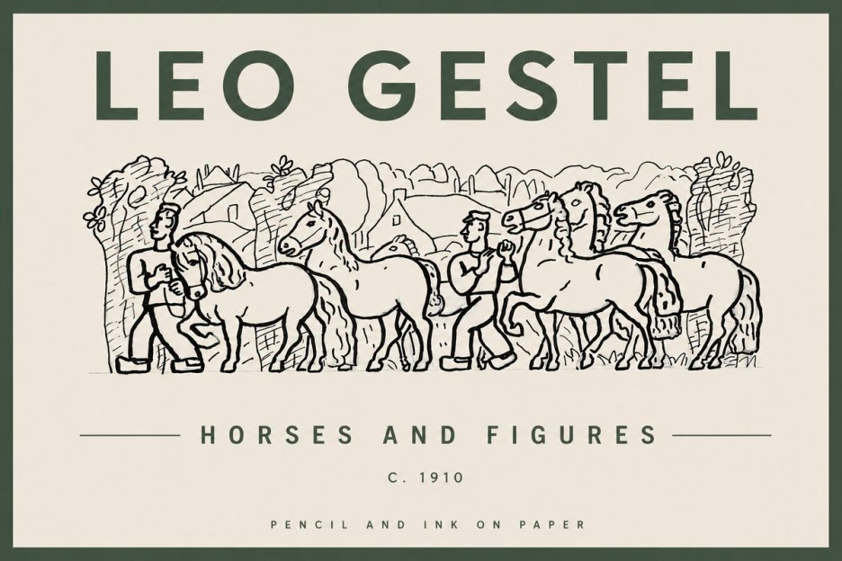 Leo Gestel Horses and Figures No4 - Póster