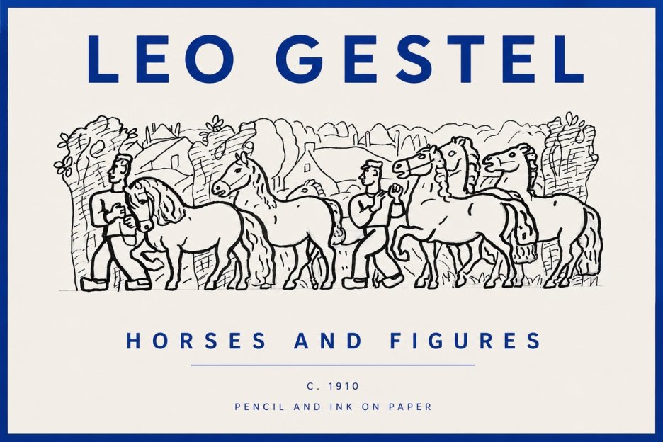 Leo Gestel Horses and Figures No5 - Póster