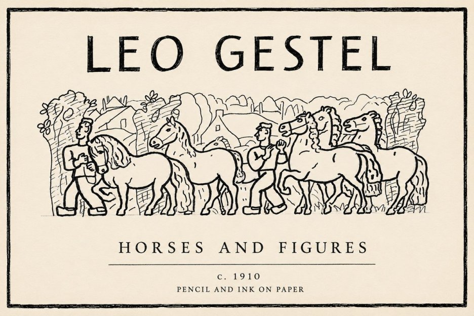 Leo Gestel Horses and Figures No6 - Póster