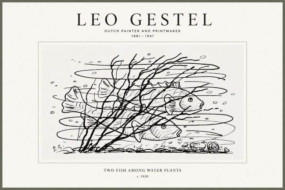 Leo Gestel Two Fish Among Water Plants No1 - Póster