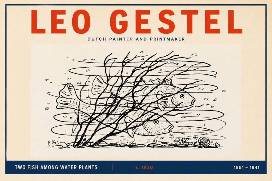 Leo Gestel Two Fish Among Water Plants No2 - Póster