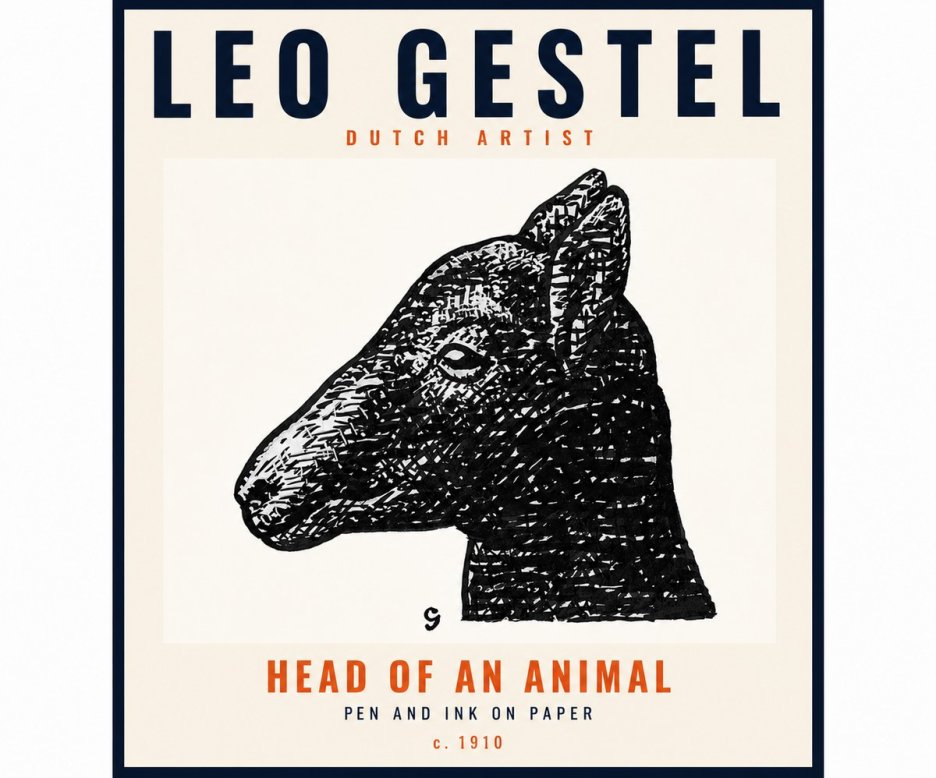 Leo Gestel Head of an Animal No5 - Póster