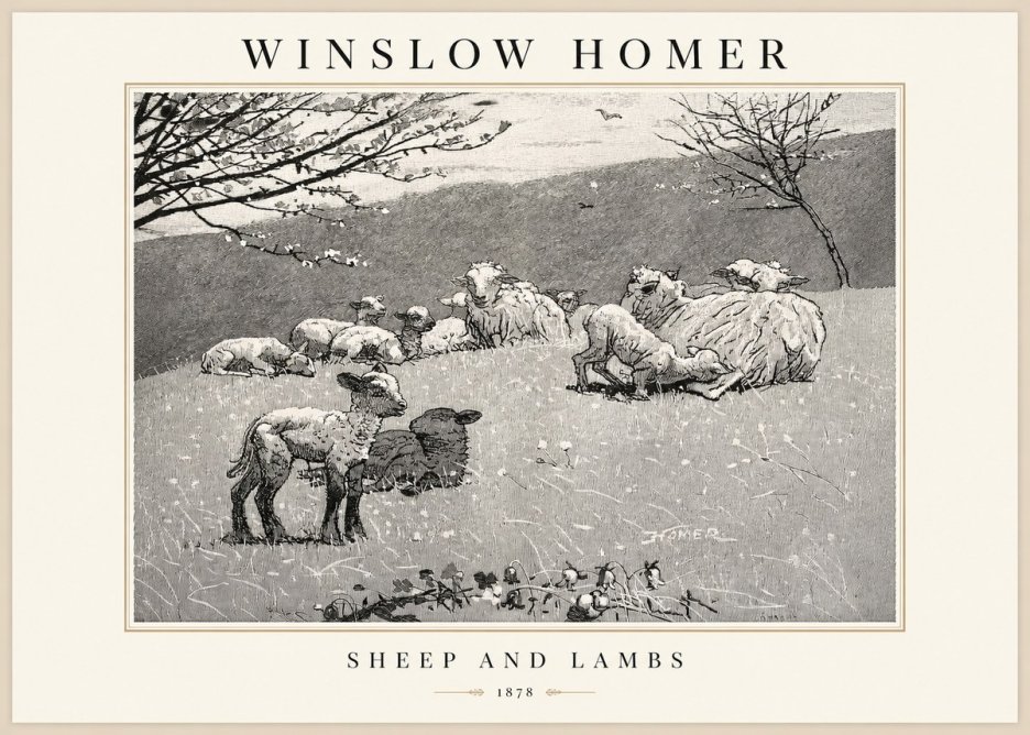 Winslow Homer Sheep and Lambs No1 - Póster