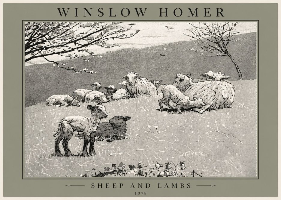 Winslow Homer Sheep and Lambs No2 - Póster