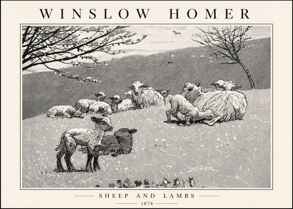Winslow Homer Sheep and Lambs No4 - Póster