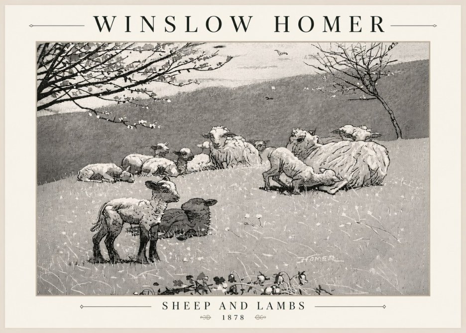 Winslow Homer Sheep and Lambs No5 - Póster