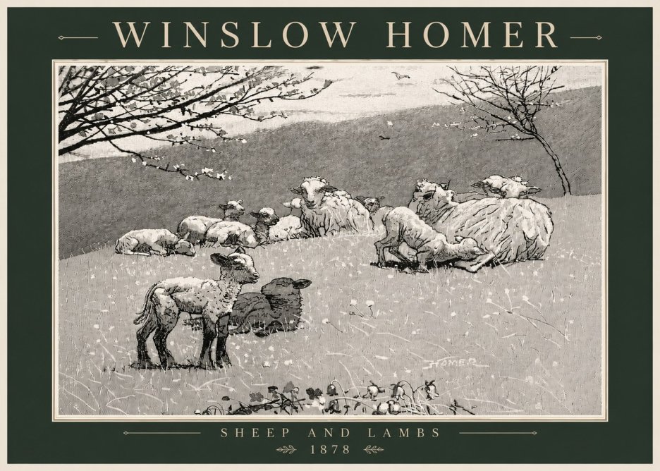 Winslow Homer Sheep and Lambs No6 - Póster