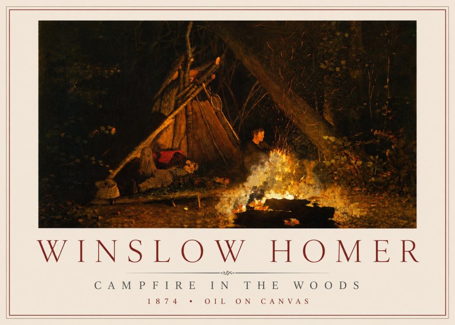 Winslow Homer Campfire in the Woods No3 - Póster