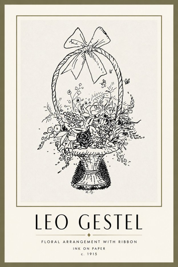 Leo Gestel Floral Arrangement with Ribbon No4 - Póster