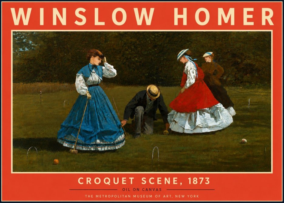 Winslow Homer Croquet Scene No6 - Póster