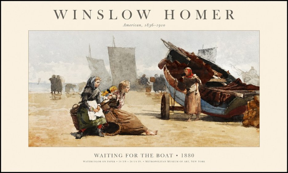 Winslow Homer Waiting for the Boat No1 - Póster