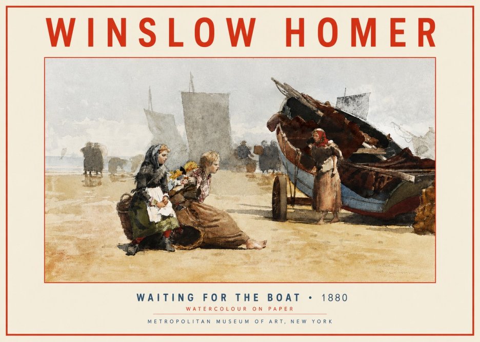 Winslow Homer Waiting for the Boat No3 - Póster