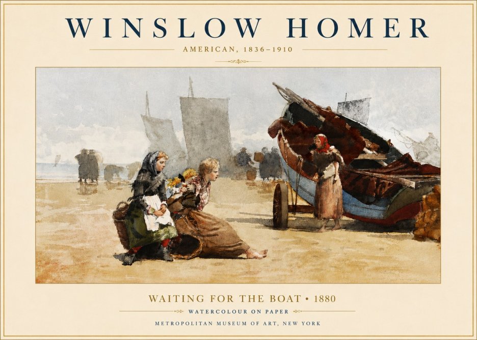 Winslow Homer Waiting for the Boat No4 - Póster