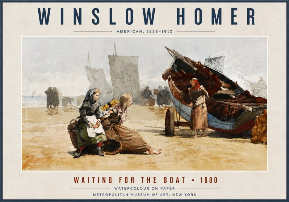 Winslow Homer Waiting for the Boat No5 - Póster