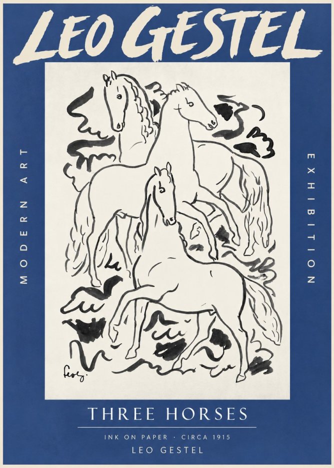 Leo Gestel Three Horses No3 - Póster
