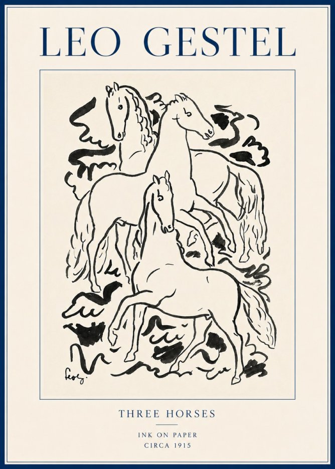 Leo Gestel Three Horses No6 - Póster