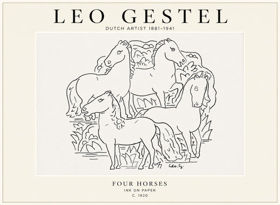 Leo Gestel Four Horses No1 - Póster