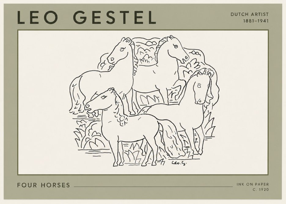 Leo Gestel Four Horses No3 - Póster