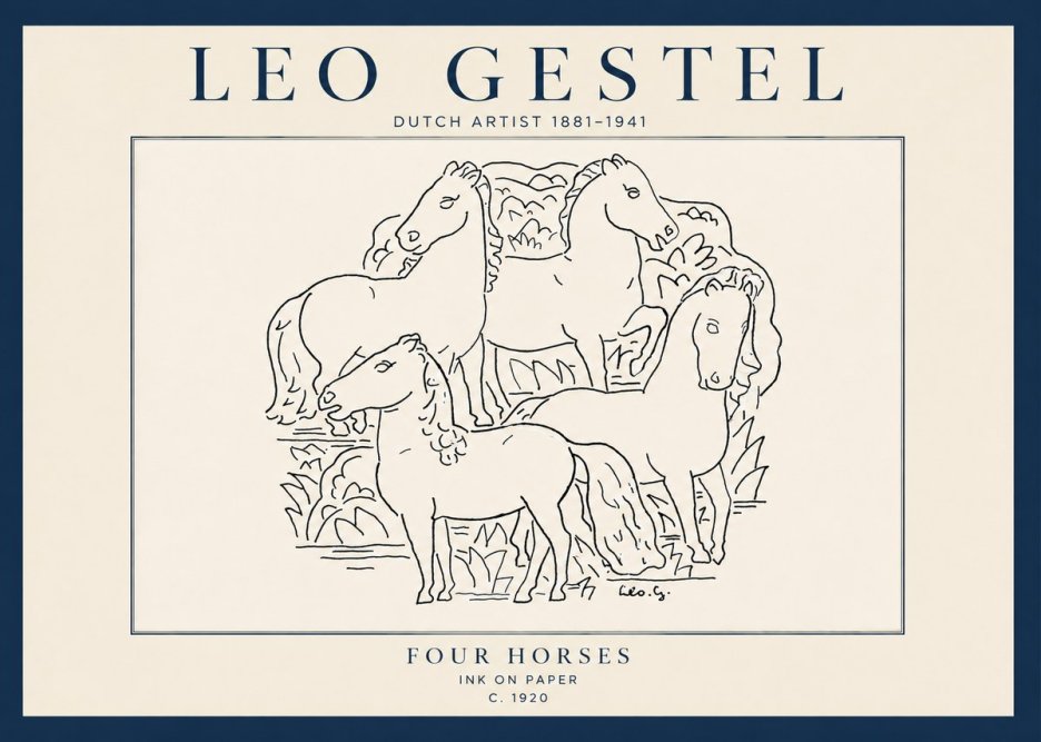 Leo Gestel Four Horses No5 - Póster