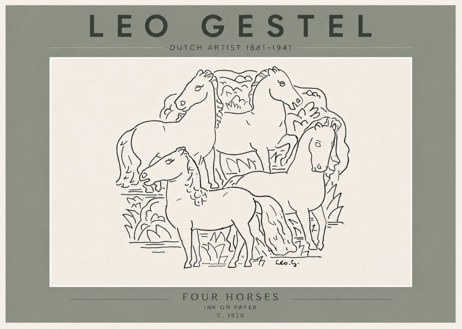Leo Gestel Four Horses No6 - Póster