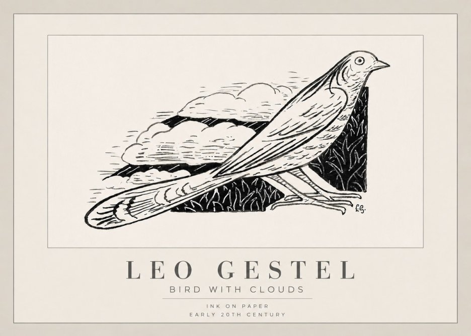 Leo Gestel Bird with Clouds No3 - Póster
