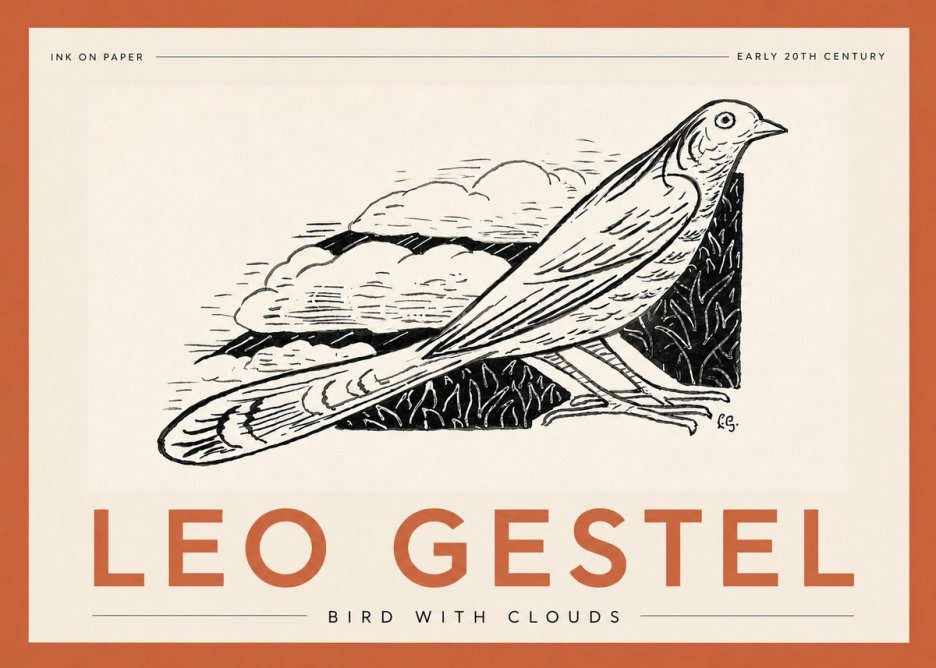 Leo Gestel Bird with Clouds No5 - Póster