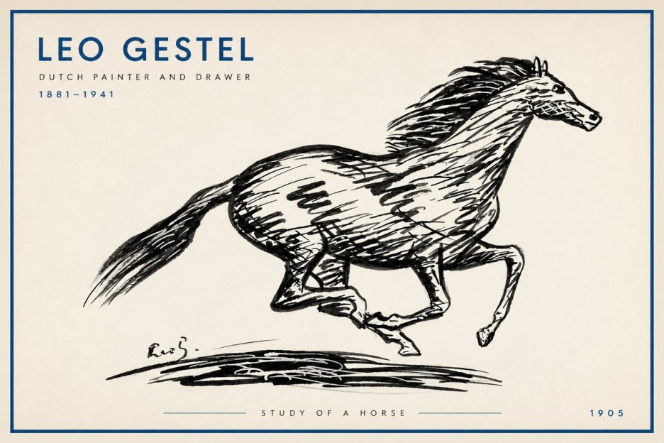 Leo Gestel Study of a Horse No3 - Póster