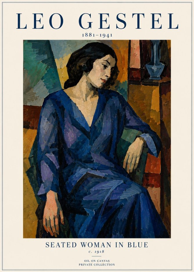 Leo Gestel Seated Woman in Blue No6 - Póster