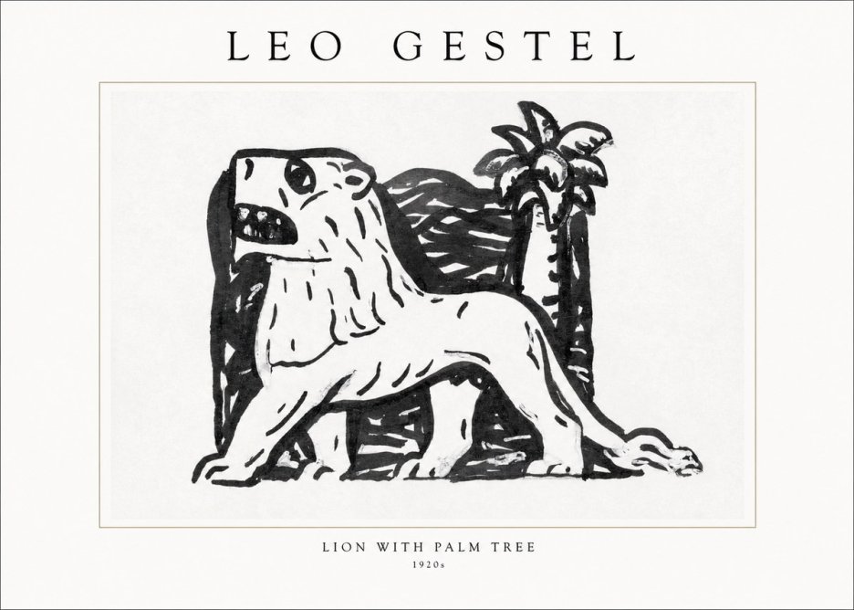Leo Gestel Lion with Palm Tree No1 - Póster