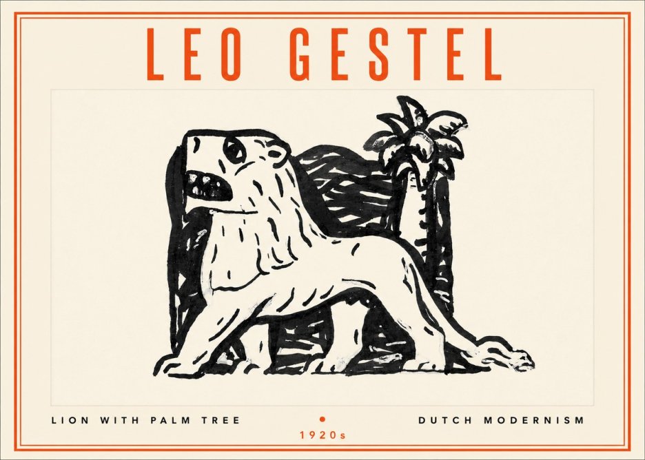 Leo Gestel Lion with Palm Tree No4 - Póster